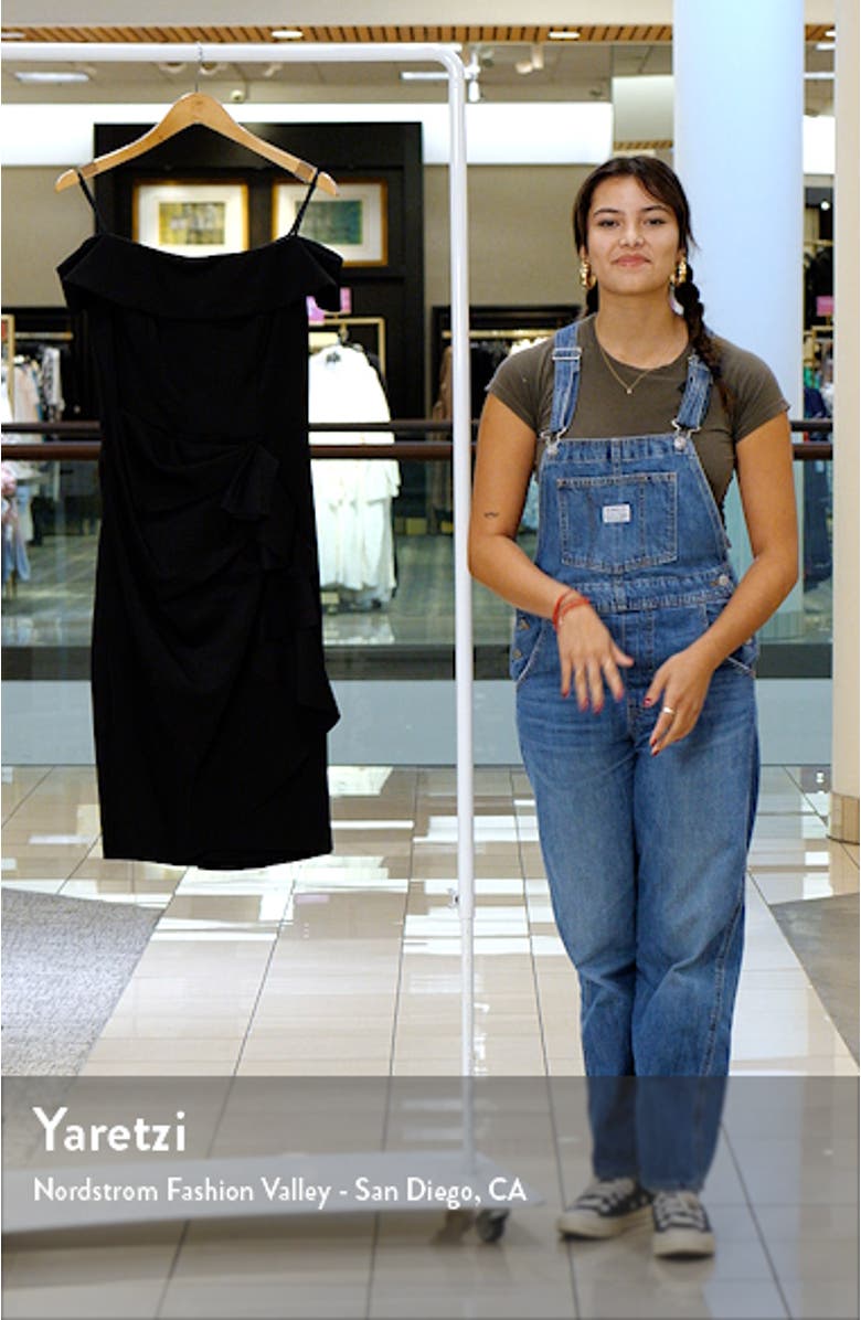 Ruffle Off the Shoulder Scuba Knit Dress, sales video thumbnail