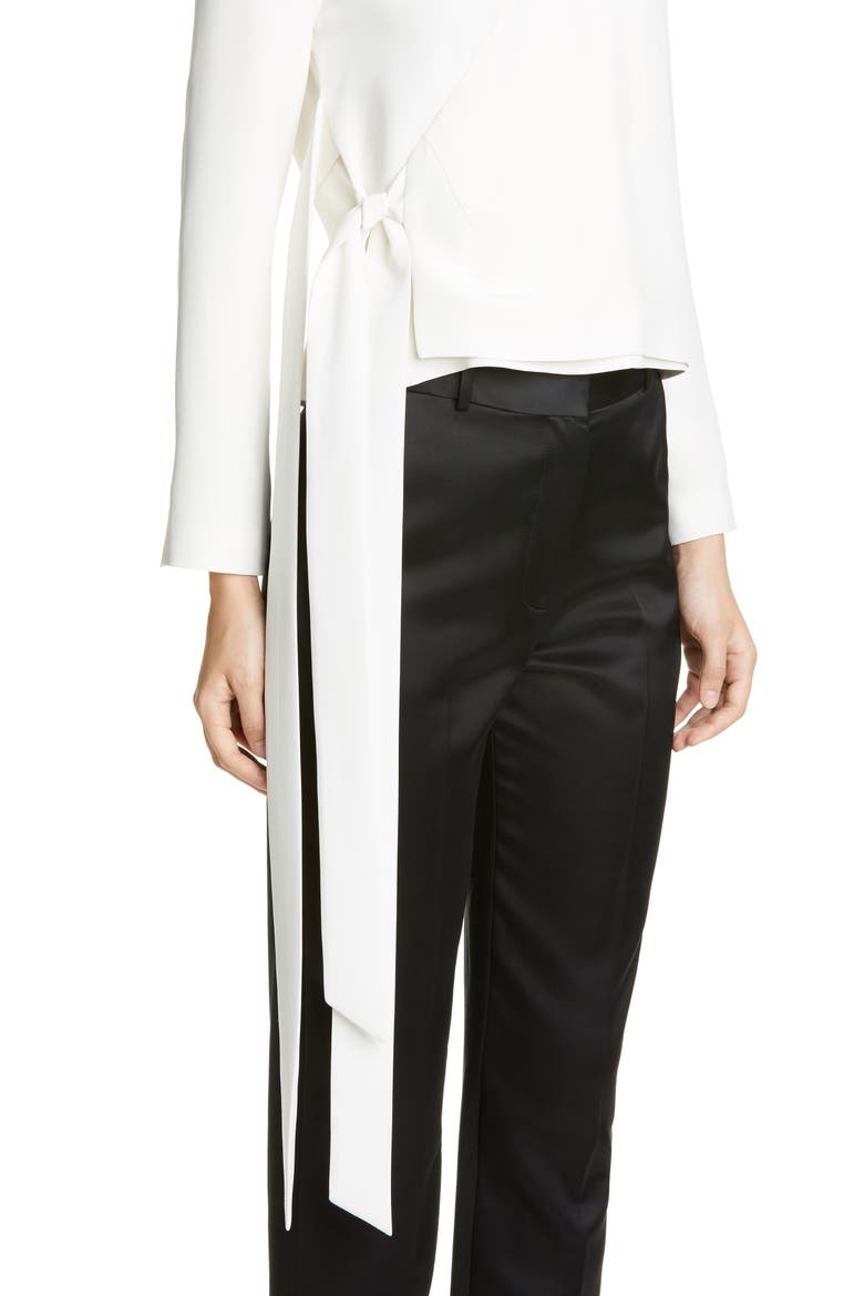 Marquis Silk Faux Wrap Top, Alternate, color, IVORY