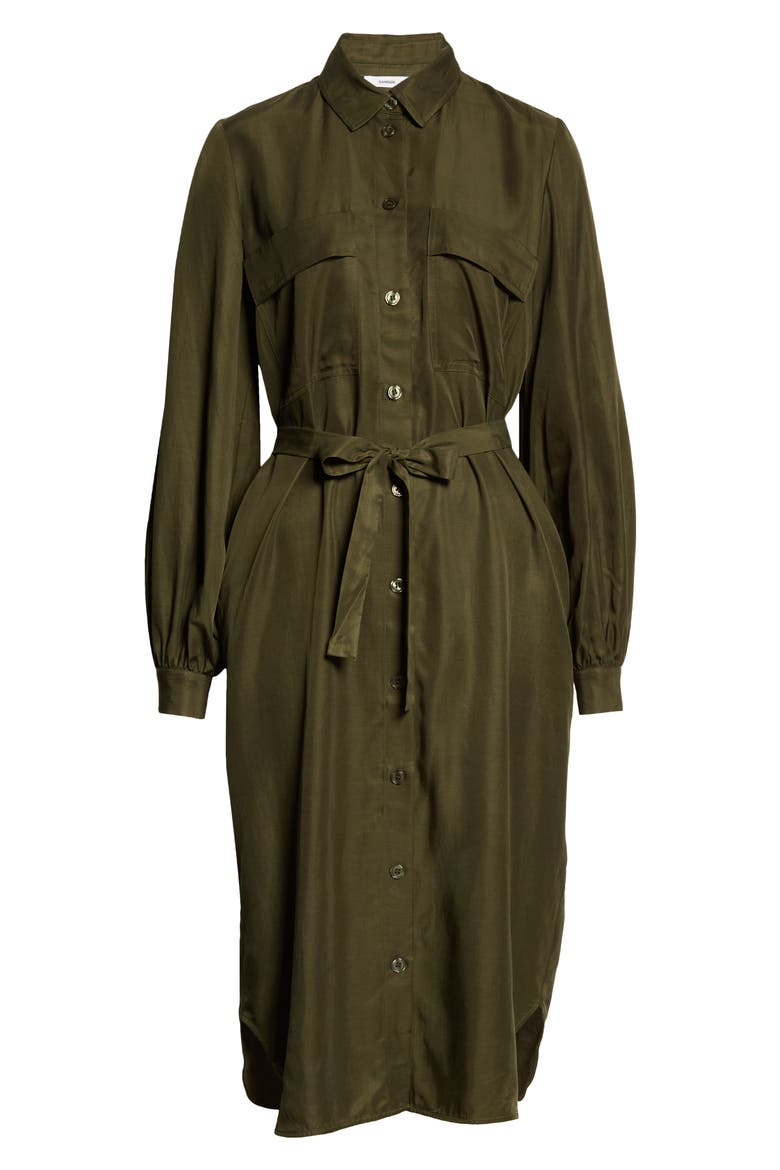 Camila Long Sleeve Midi Shirtdress, Alternate, color, DUFFEL BAG