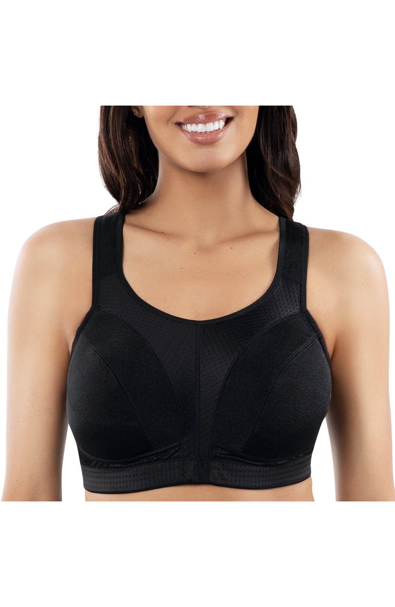 Parfait Active Full Bust Unlined Sports Bra, Main, color, Black
