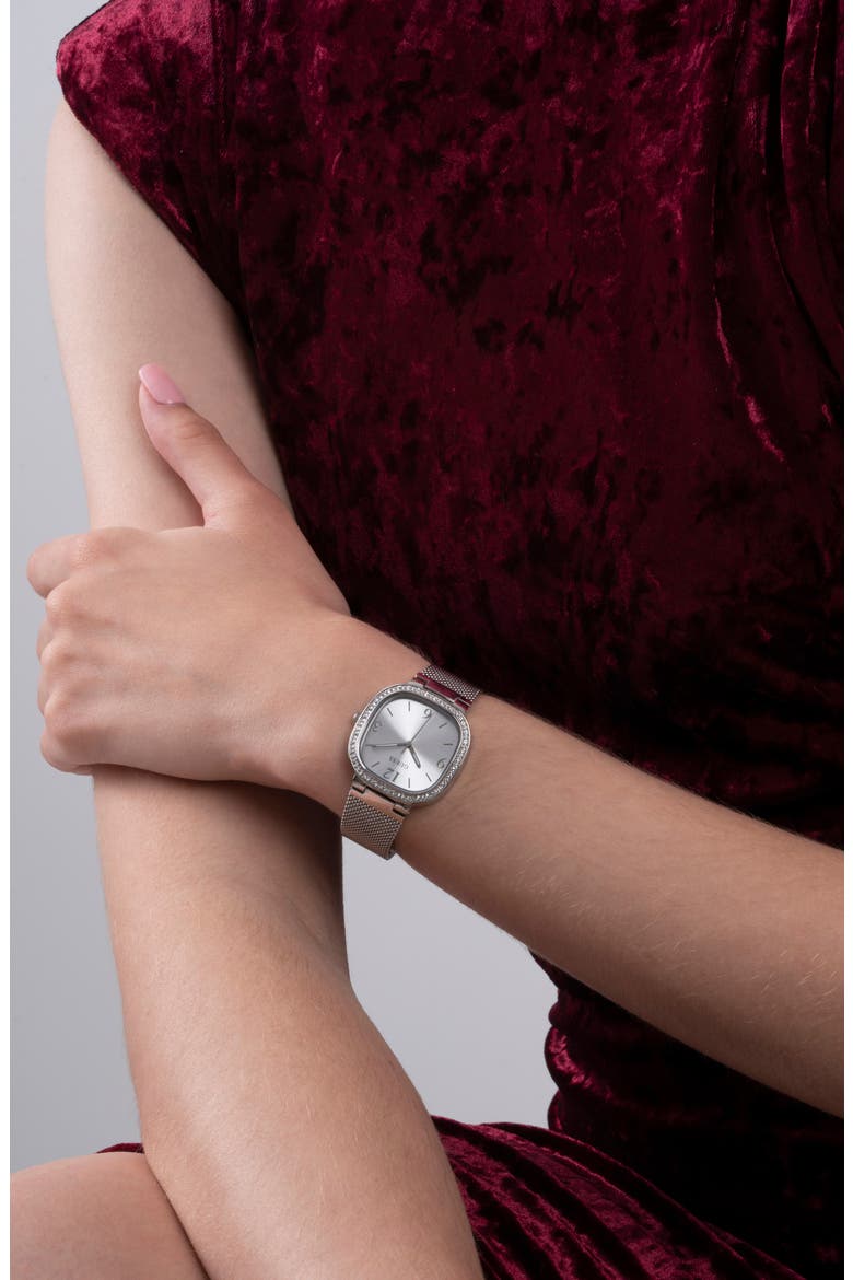 Analog Mesh Bracelet Watch, 32mm, Alternate, color, SILVER TONE