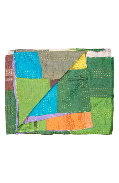 Kantha Silk Blend Throw Blanket