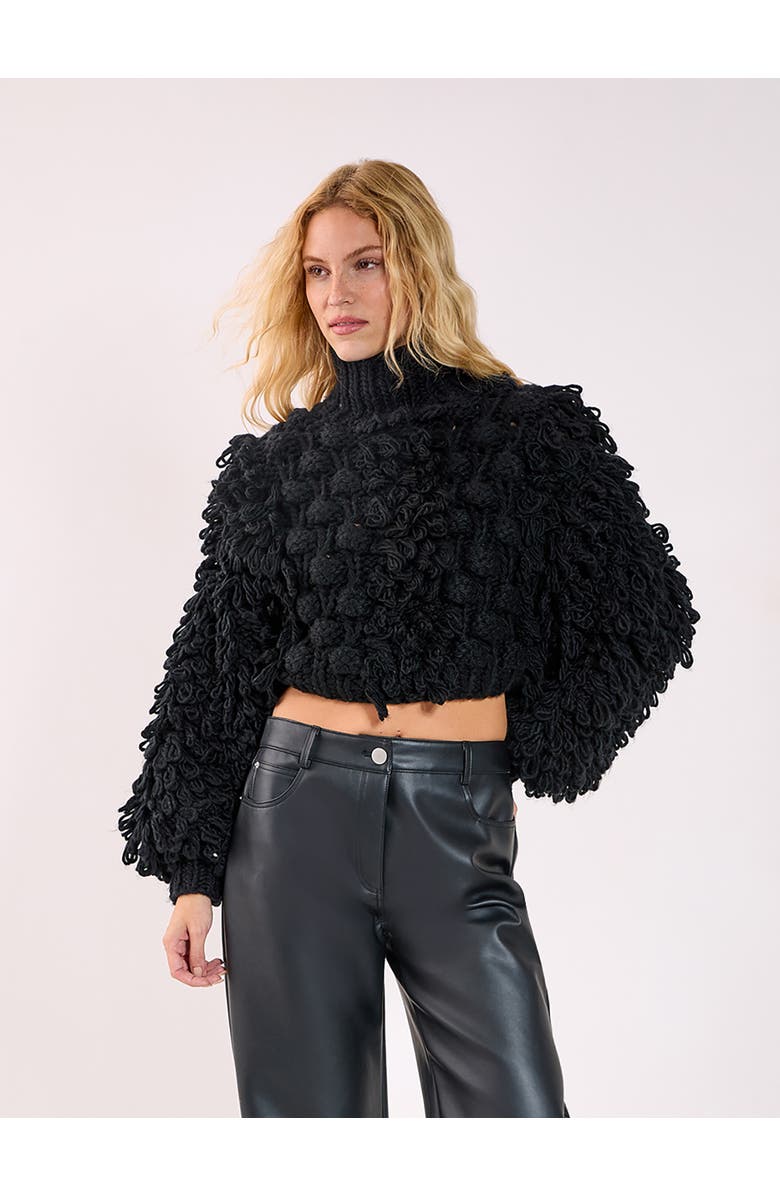 NASTY GAL High Neck Cropped Sweater, Main, color, Black