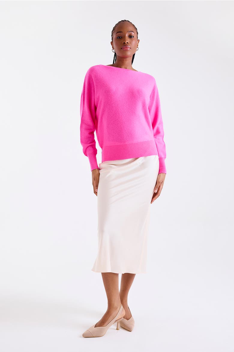 Alaia Long Sleeve 100% Cashmere Sweater, Alternate, color, HOT PINK