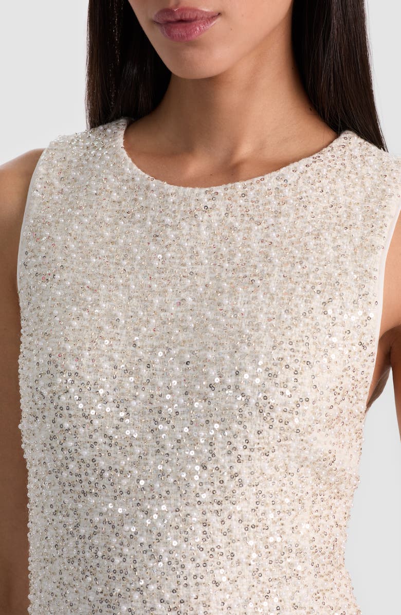 Alice + Olivia Cade Sequin & Bead Embellished Minidress, Alternate, color, Off White