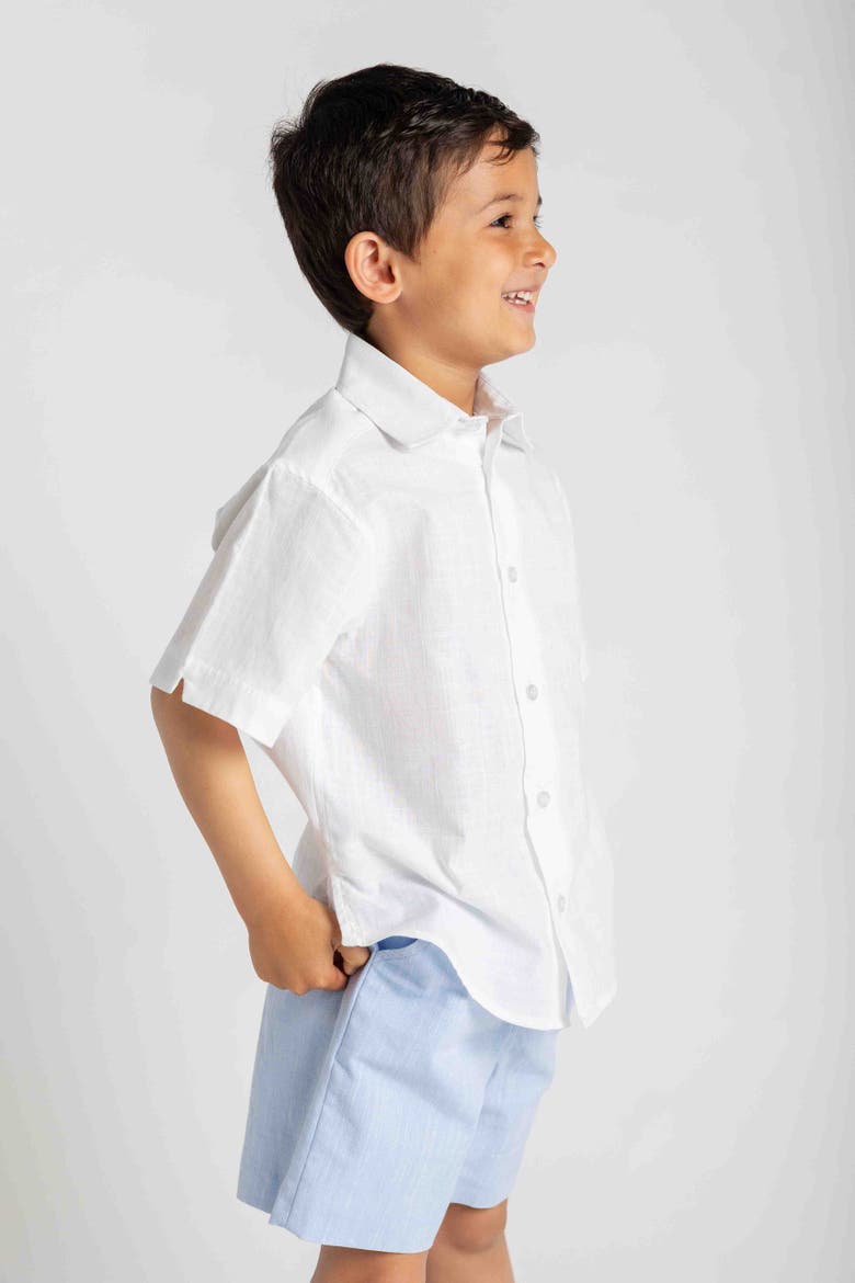Linen-Look Short, Alternate, color, Lt Blue