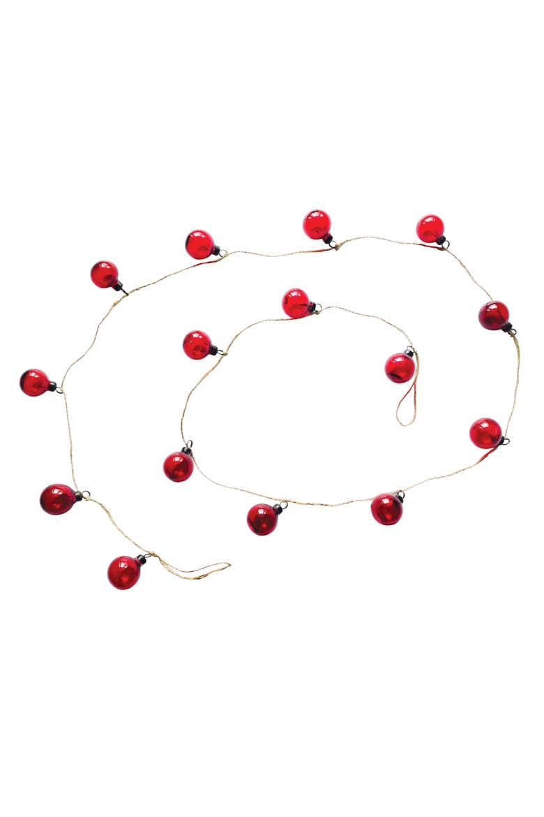 Hand-Blown Glass Ball Garland with Jute and Iron Detail, Main, color, Red