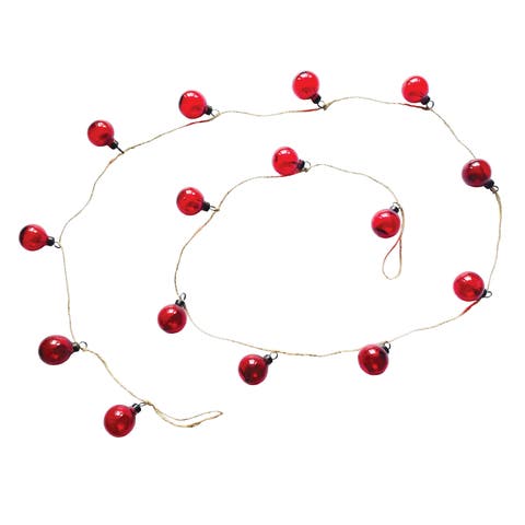 Hand-Blown Glass Ball Garland with Jute and Iron Detail