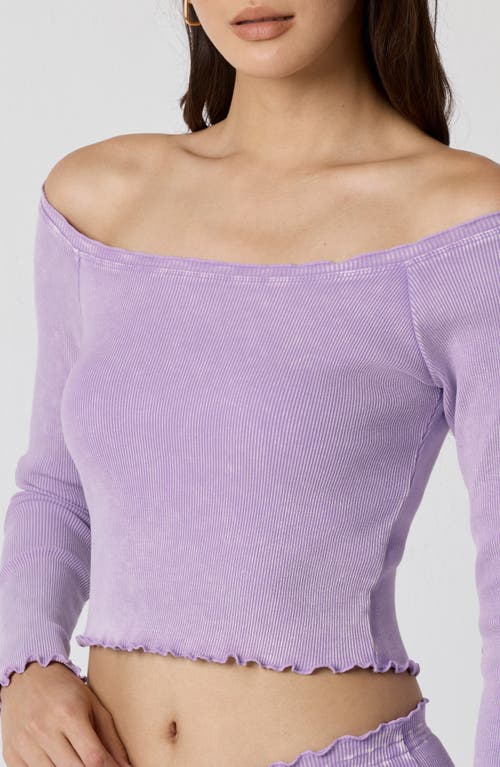 Florence By Mills Core Washed Off The Shoulder Rib Top In Purple