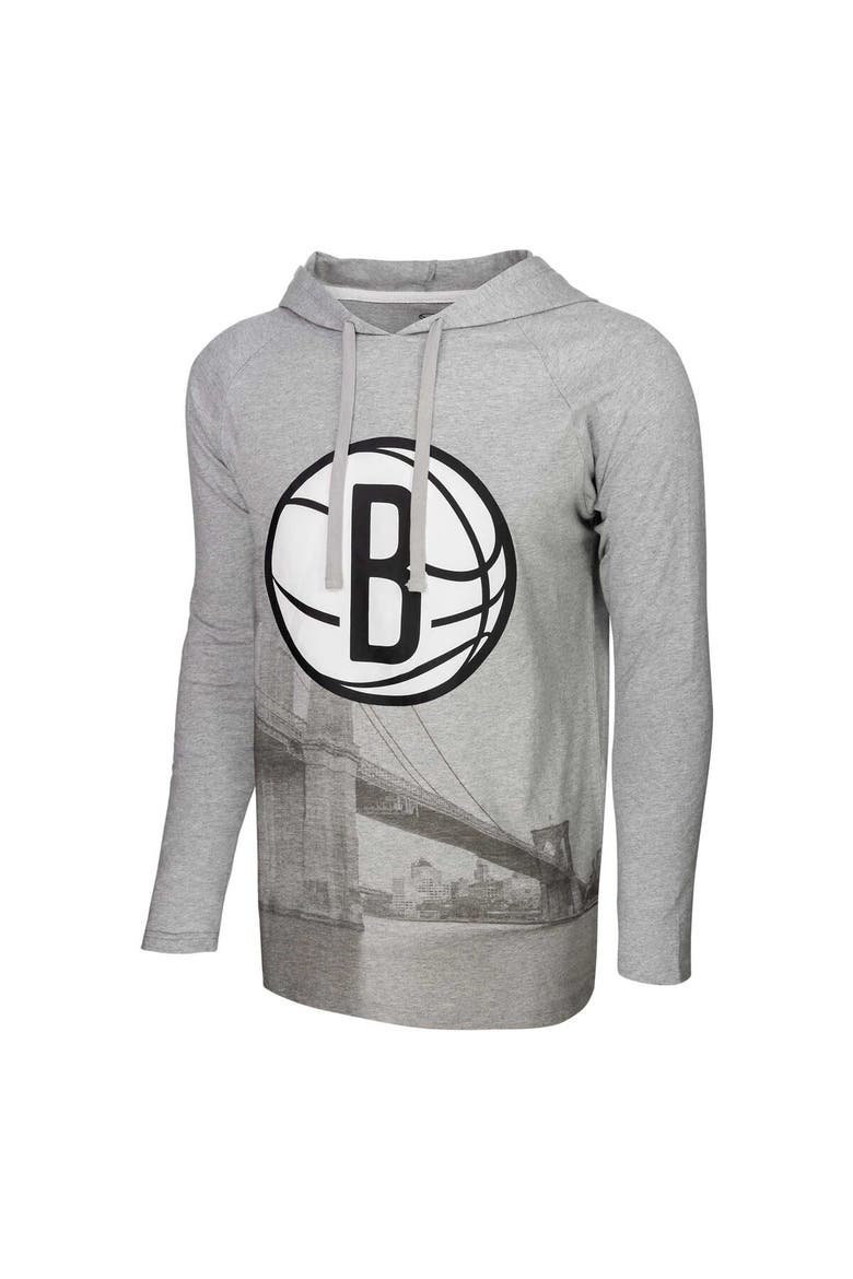 Men's Stadium Essentials Heather Gray Brooklyn Nets Atrium Raglan Long Sleeve Hoodie T-Shirt, Alternate, color, Heather Gray