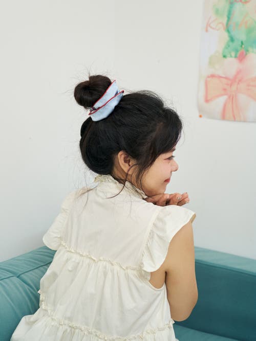 Lost Pattern Nyc Women's Maxi Flower Double-layer Oversized Silk Scrunchie - Pastel Blue