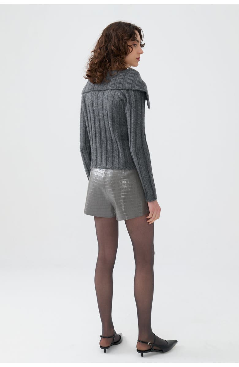 Nocturne Knit Cardigan with Metal Seal Detail, Alternate, color, 