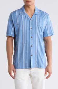 Tommy Bahama Vista Mar Azzurro Stripe IslandZone® Camp Shirt
