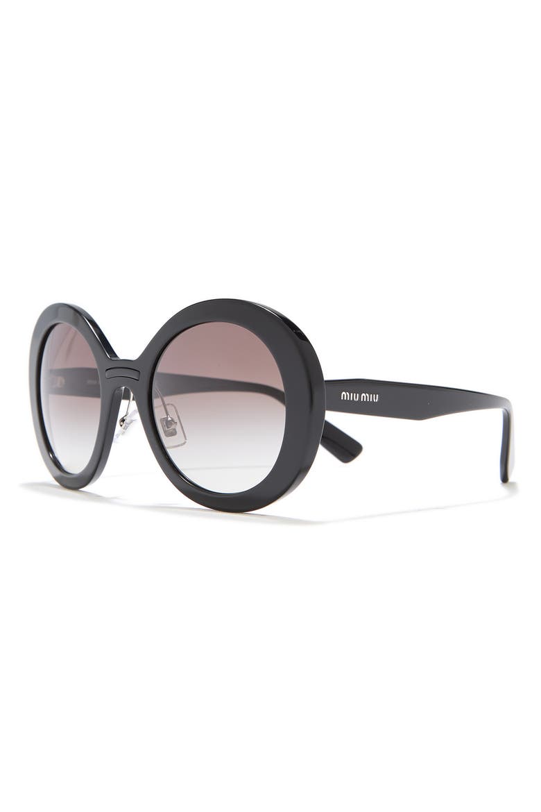 53mm Round Sunglasses, Alternate, color, BLACK