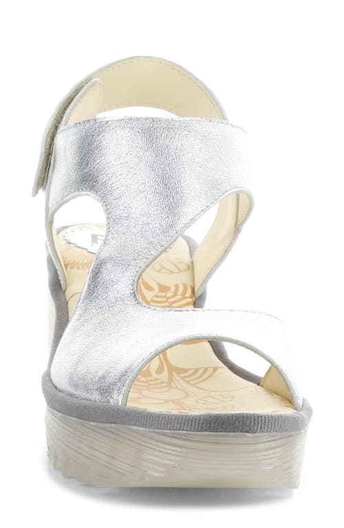 Fly London Yox Slingback Platform Wedge Sandal In Silver