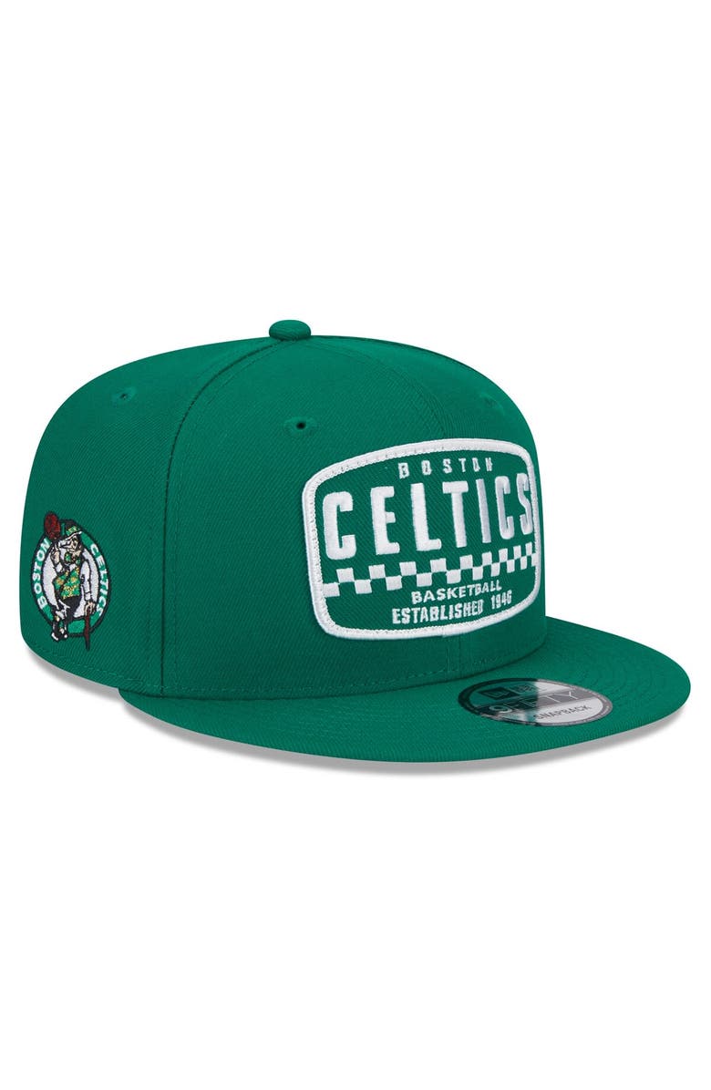 New Era Men's New Era Kelly Green Boston Celtics  Rally Drive Finish Line Patch 9FIFTY Snapback Hat, Main, color, 