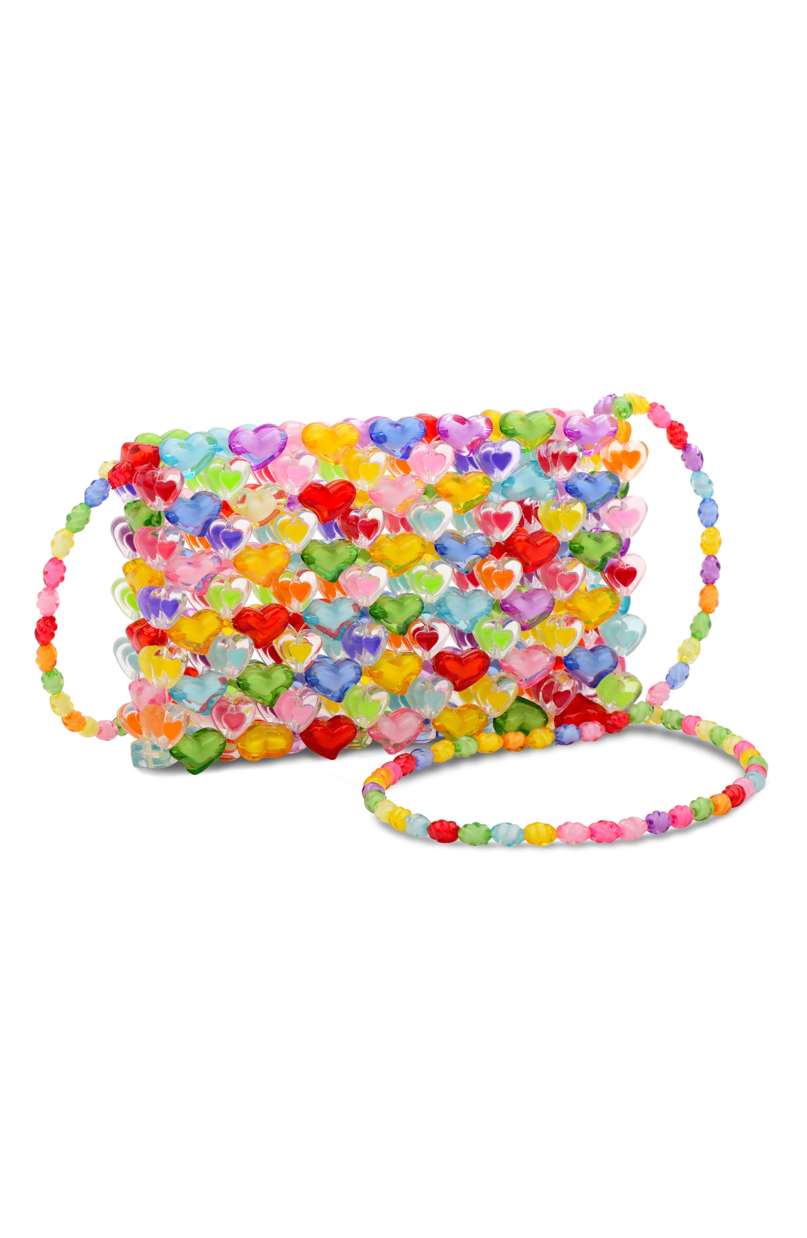 Iscream Kids' Hearts Beaded Crossbody Bag, Alternate, color, 