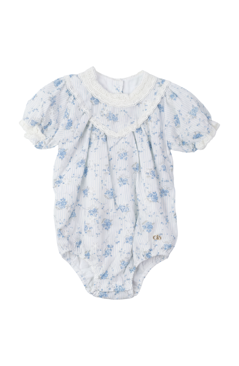 Clô Floral Lace V-Neck Romper, Main, color, Blue