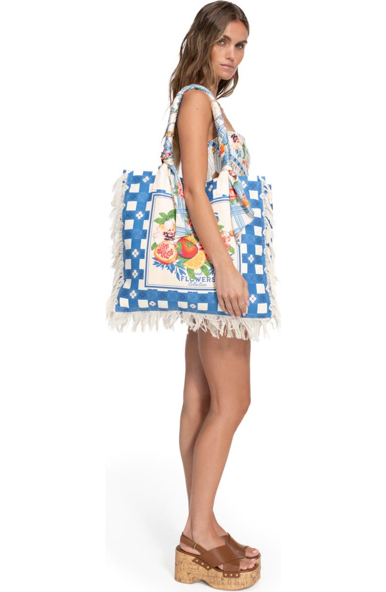 Agua Bendita Rania Basket Print Tote Bag, Alternate, color, Blue Multicolor