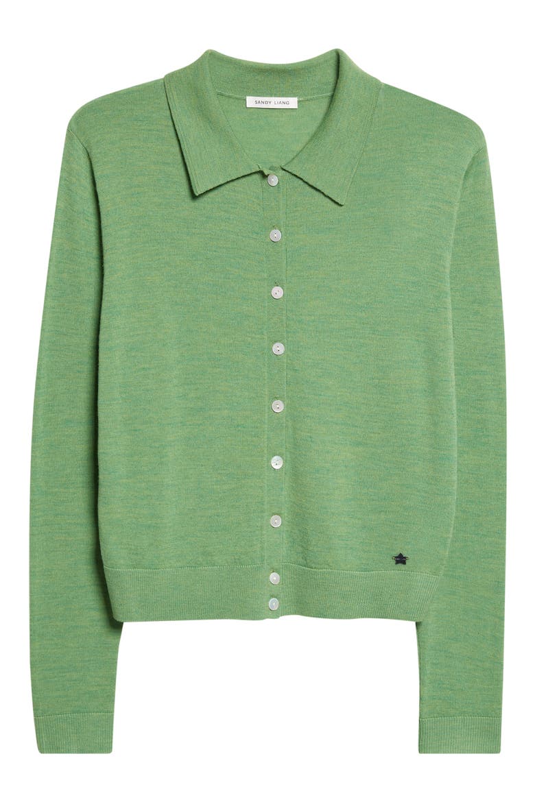 Ley Merino Wool Cardigan, Alternate, color, HEATHER GREEN