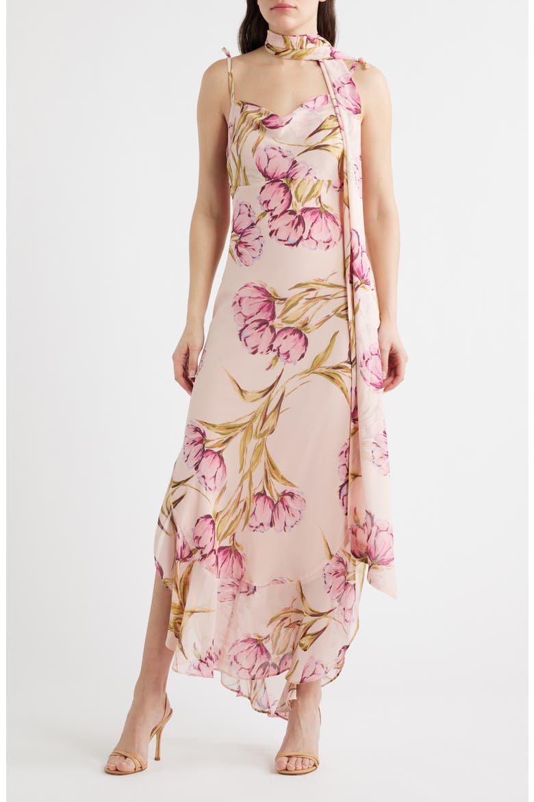 Jaila Ruffle Floral Maxi Dress, Main, color, ROSETTE PINK