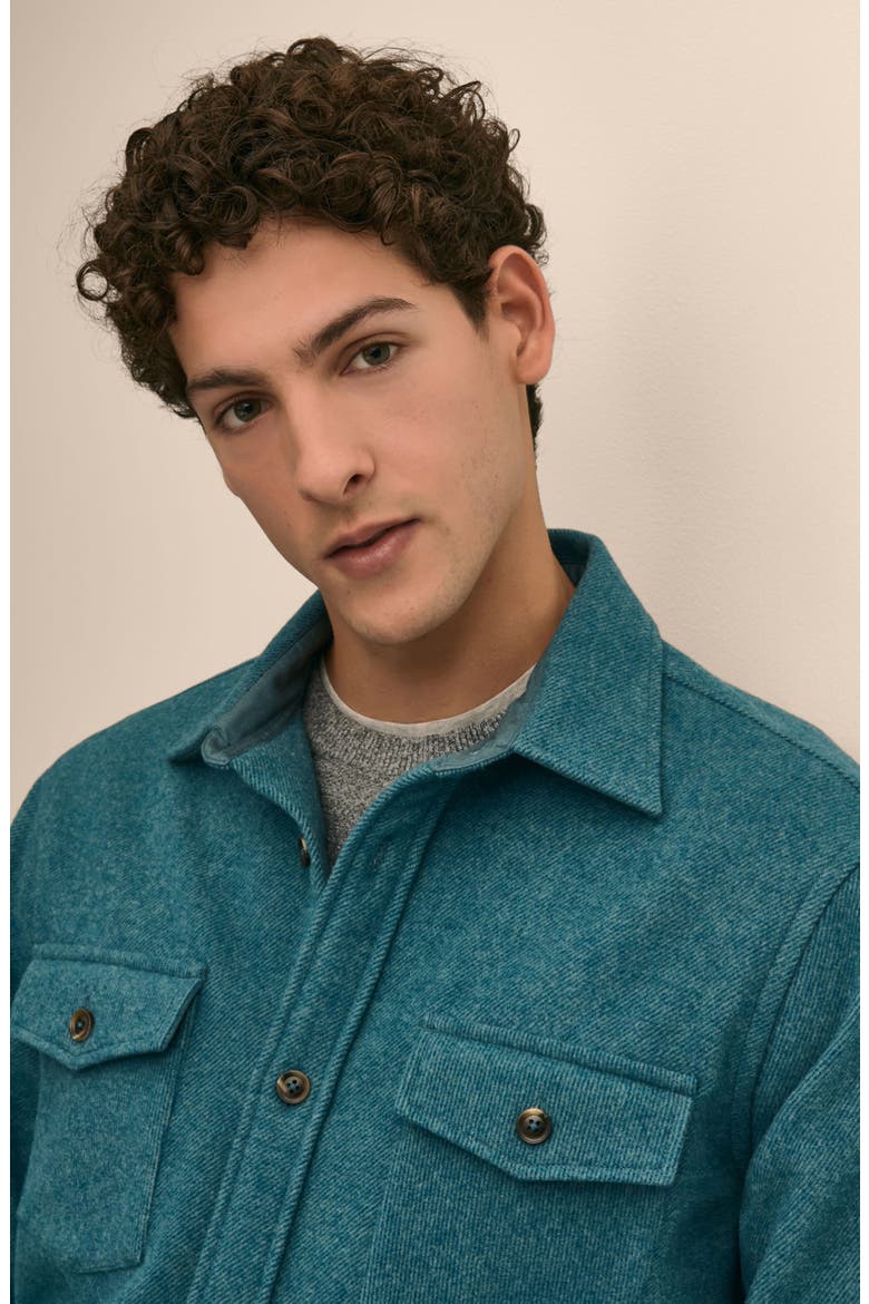 Wool Blend Overshirt, Alternate, color, TEAL
