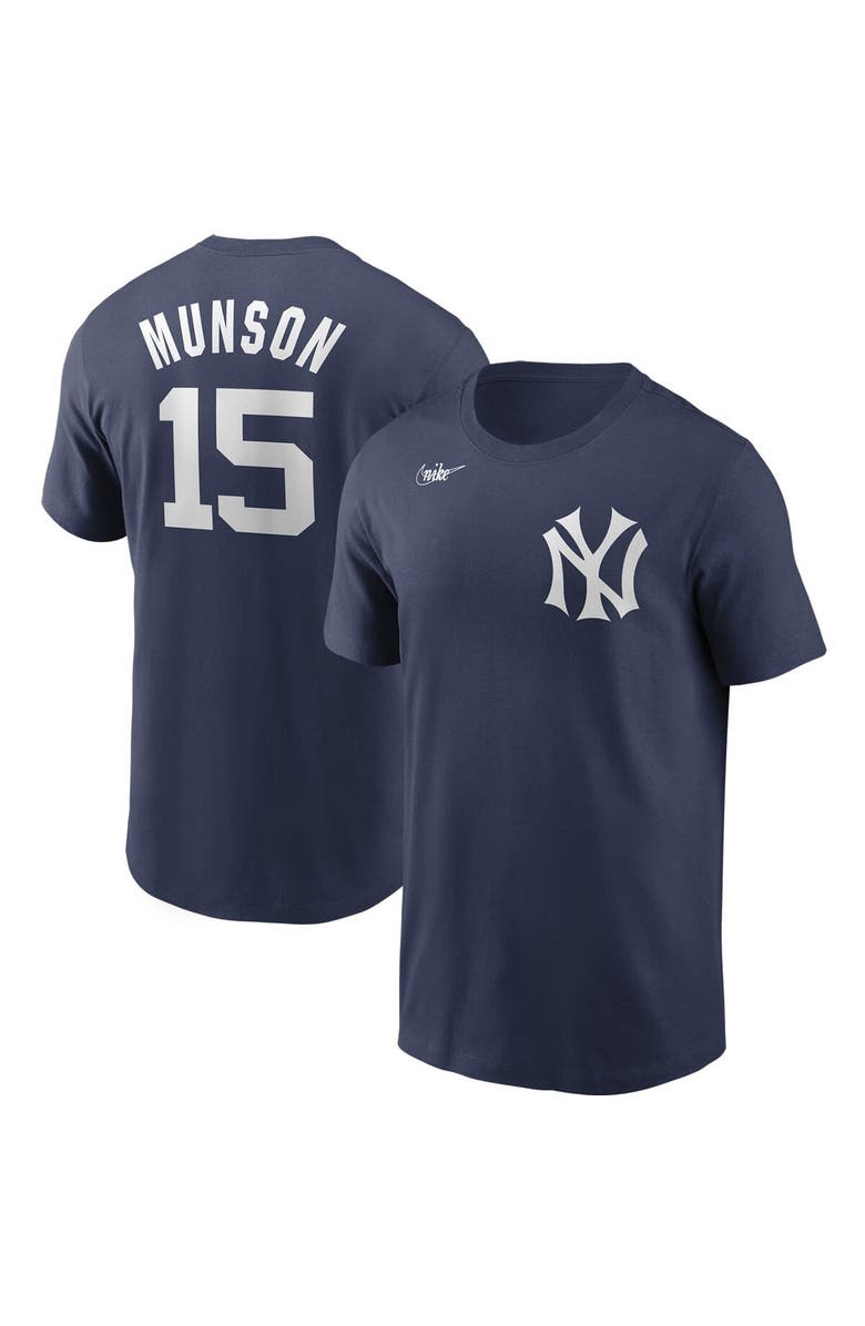 Nike Men's Nike Thurman Munson Navy New York Yankees Cooperstown Collection Name & Number T-Shirt, Main, color, 