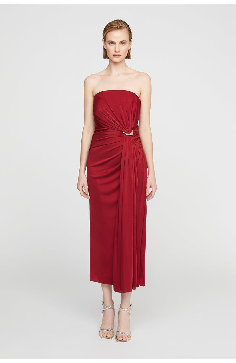 HALSTON Nadia Jersey Midi Dress, Alternate, color, Ruby