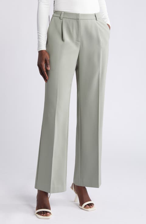Pleated Mid Rise Trousers