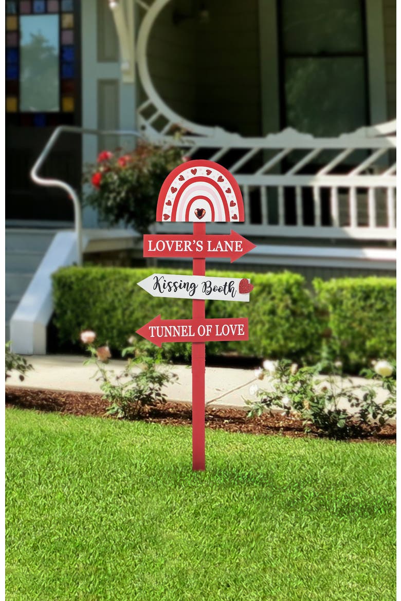 41.75"H Valentine's Wooden Rainbow Word Sign Yard Stake, Alternate, color, Red