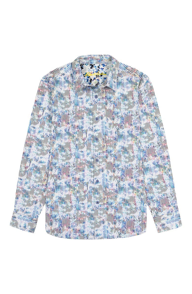 Robert Graham Delray Stripe Cotton Knit Button-Up Shirt, Alternate, color, Multi