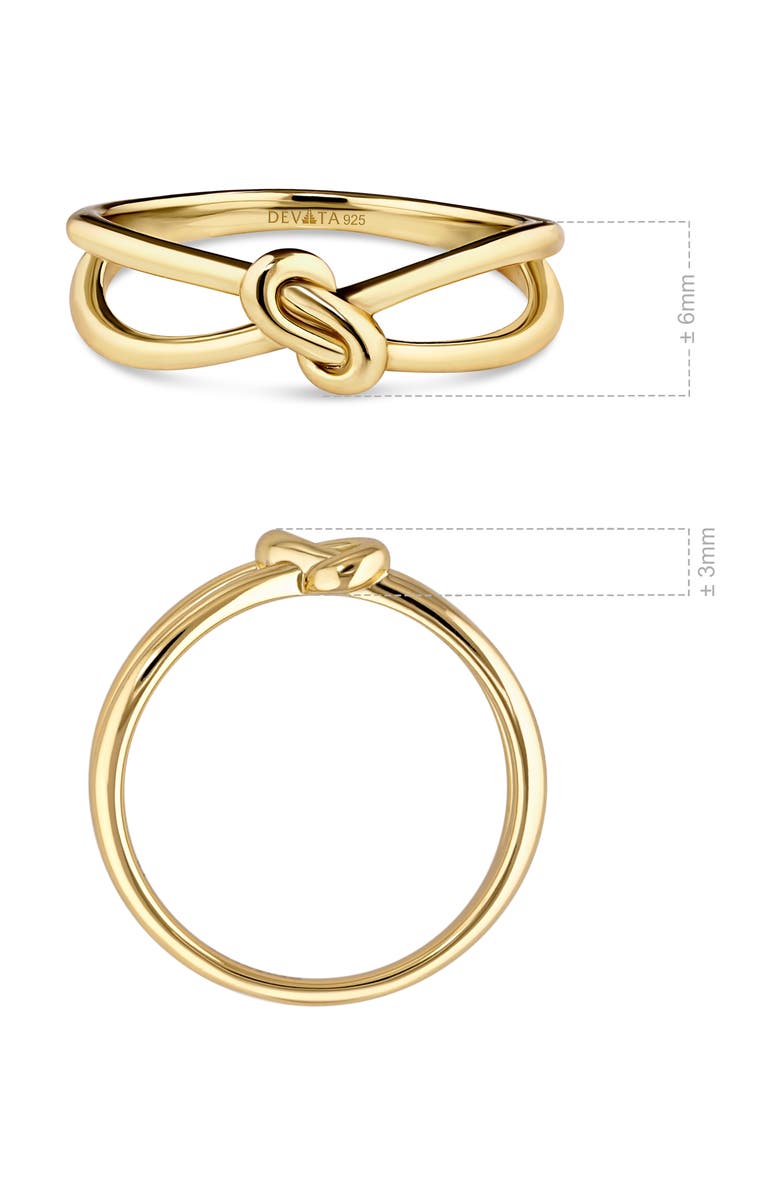 DEVATA Love Knot Ring in Gold Plated Sterling Silver, 6mm, Alternate, color, Yellow Gold
