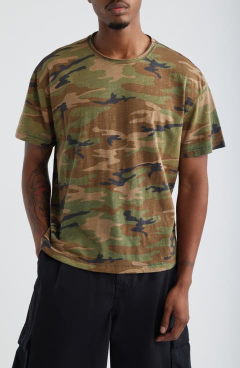 Slub Print Cotton Crewneck T-Shirt