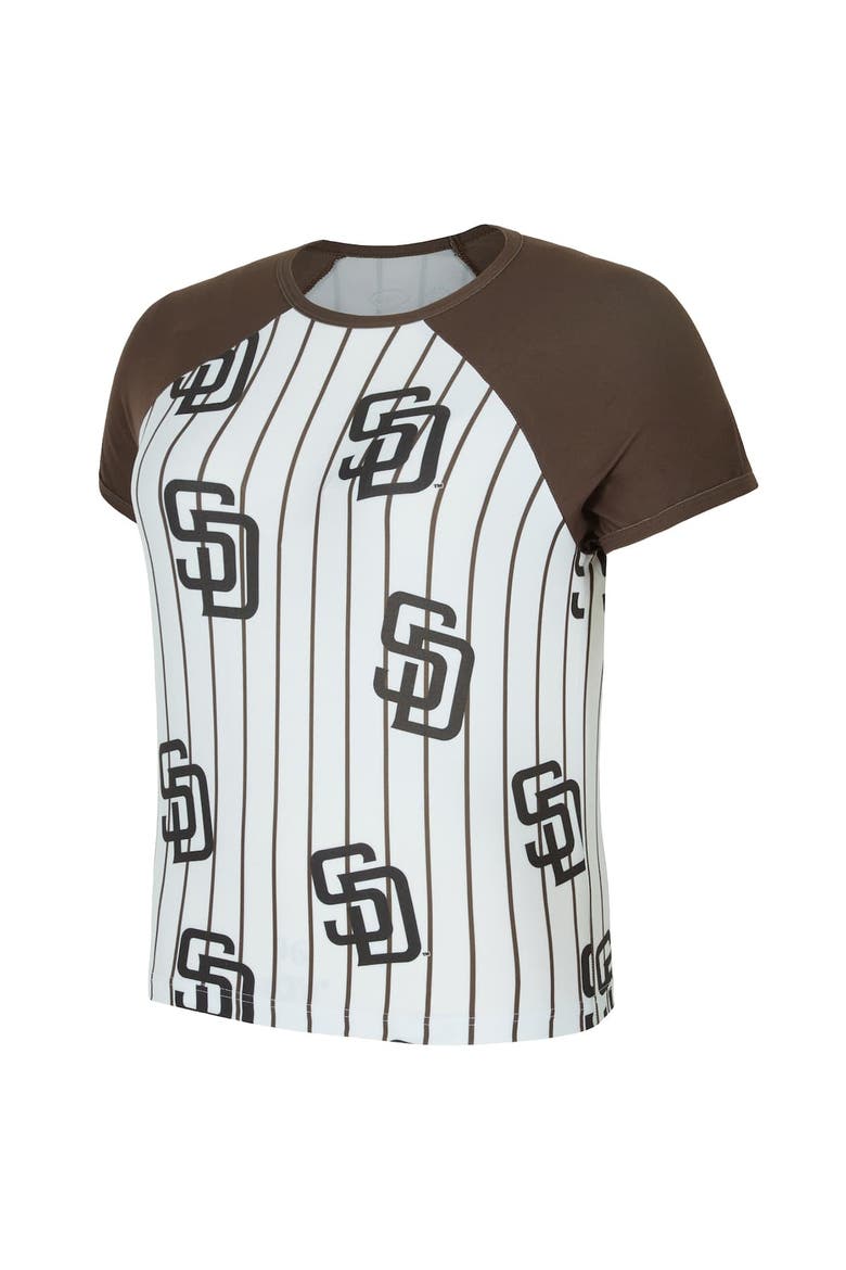 Women's Concepts Sport  White San Diego Padres Outbound Pinstripe Raglan T-Shirt, Alternate, color, White