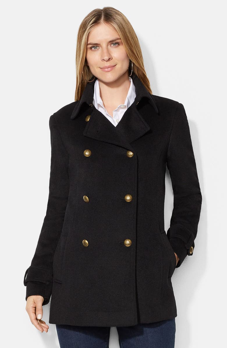 Lauren Ralph Lauren PEACOAT WITH ANTIQUE BUTTONS, Main, color, 