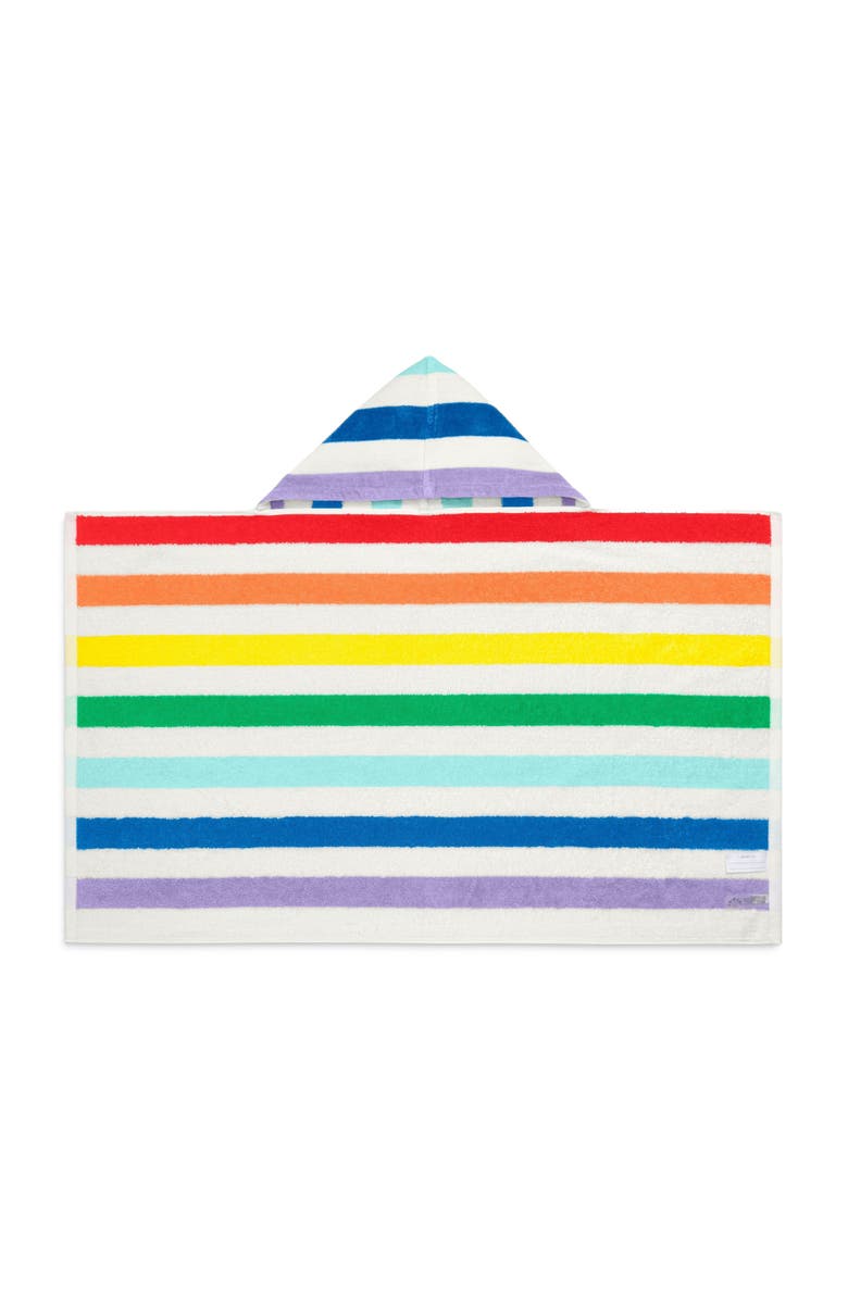 Primary Kids Stripe Hoodie Towel, Alternate, color, White New Rainbow Stripe