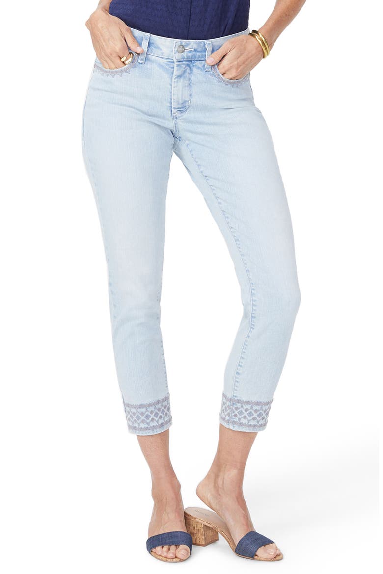Ami Embroidered Border Ankle Skinny Jeans, Main, color, PALM DESERT