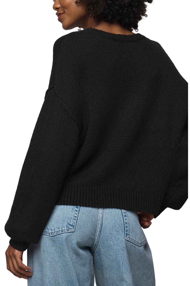 Delaney Crewneck Cotton Blend Sweater, Alternate, color, BLACK