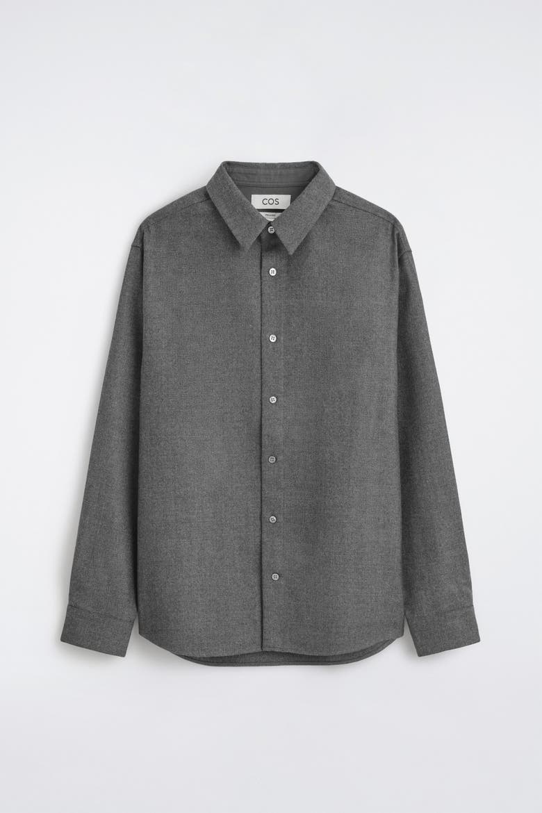 Relaxed Wool-Flannel Shirt, Main, color, DARK-GRAY MÉLANGE
