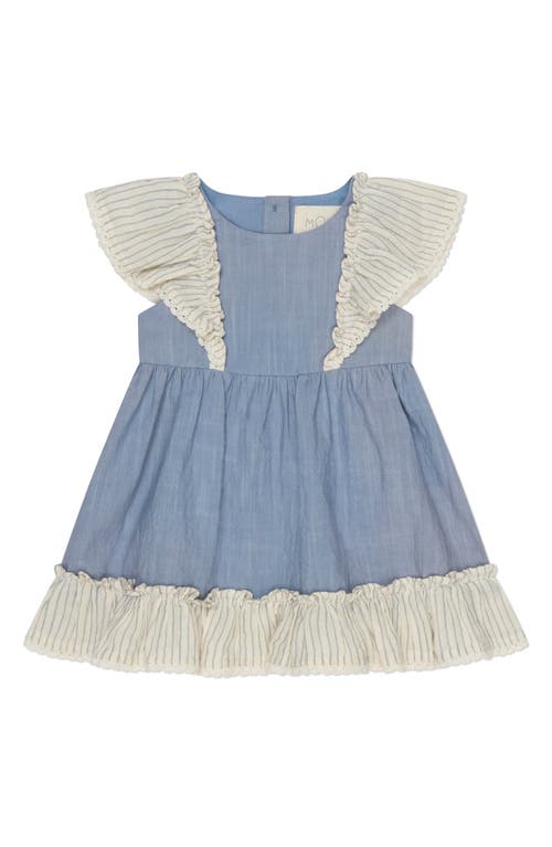 Mori Ruffle Organic Cotton Gauze Dress & Bloomers In Blue