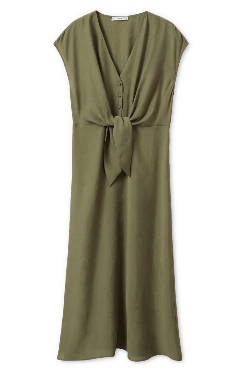 MANGO Tie Front Midi Dress, Alternate, color, 