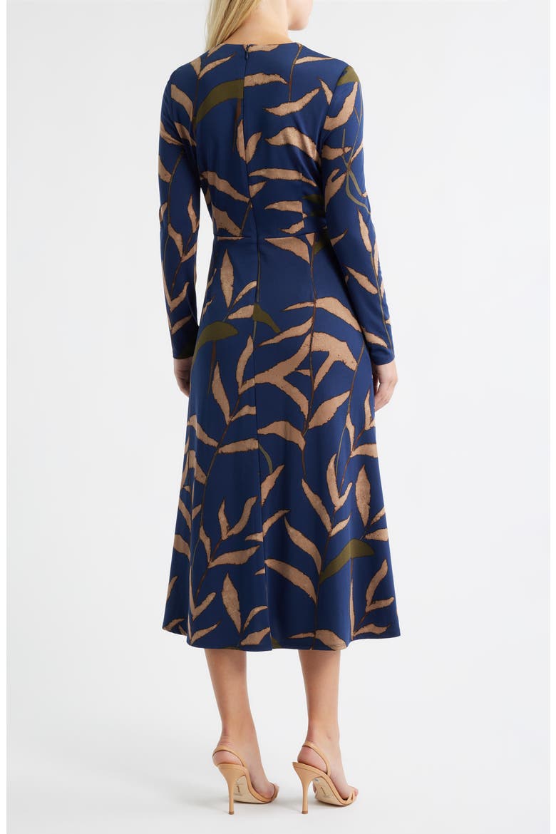 Abstract Print Long Sleeve Midi Dress, Alternate, color, NAVY MULTI