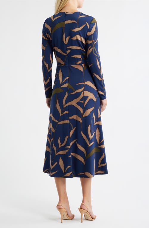 Julia Jordan Abstract Print Long Sleeve Midi Dress In Blue