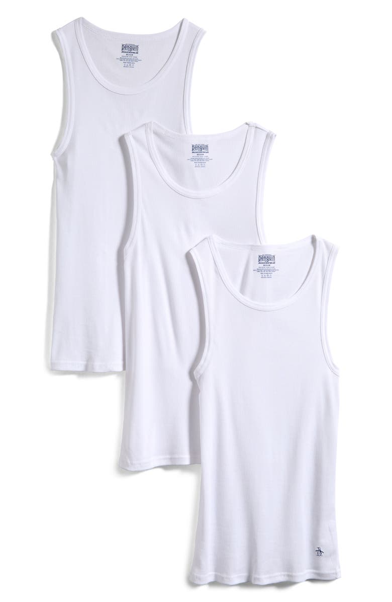 Original Penguin 3-Pack Supersoft Cotton Tank Tops, Main, color, White