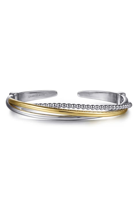 Sterling Silver & 14K Gold Crisscross Bracelet