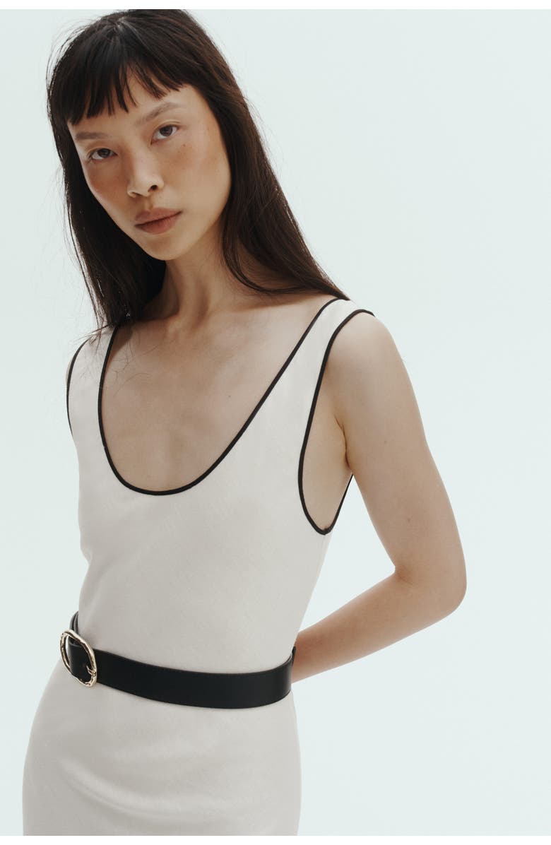 H&M Linen-blend Slip Dress, Alternate, color, White