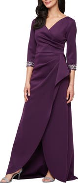 Alex Evenings Embellished Stretch Crepe Gown