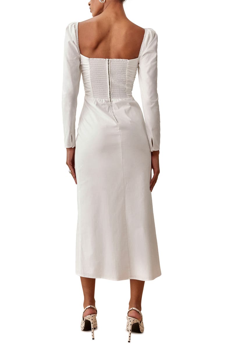 Reformation Isaac Square Neck Long Sleeve Organic Stretch Cotton Dress, Alternate, color, 