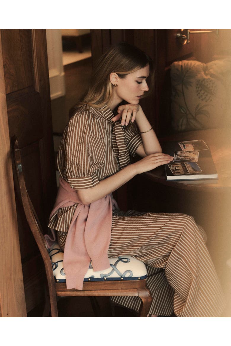 Olivia Wide-Leg Striped Seersucker Pants, Alternate, color, Winnetka Stripe