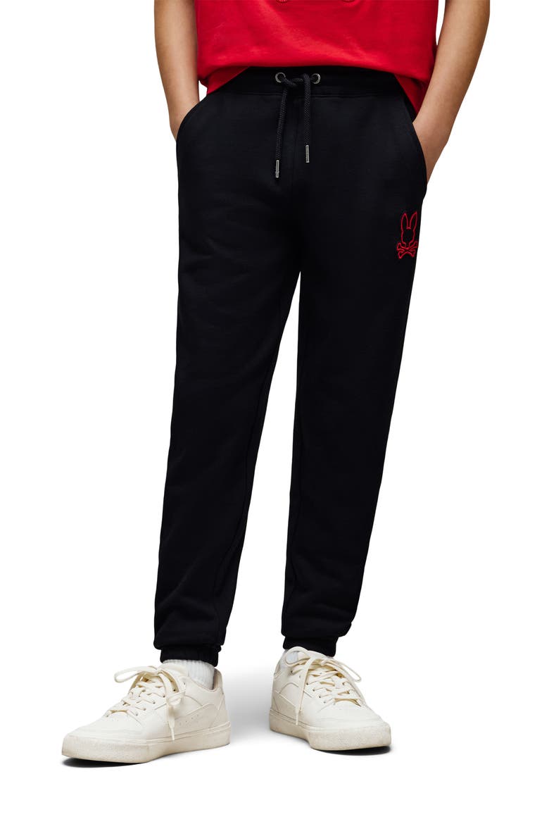 Kids' Sayer Embroidered Appliqué Cotton Sweatpants, Alternate, color, BLACK